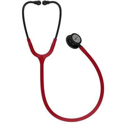 3M™ Littmann® Classic III™ Monitoring Stethoscope, 5868, Black-Finish Chestpiece, stem and headset, Burgundy Tube